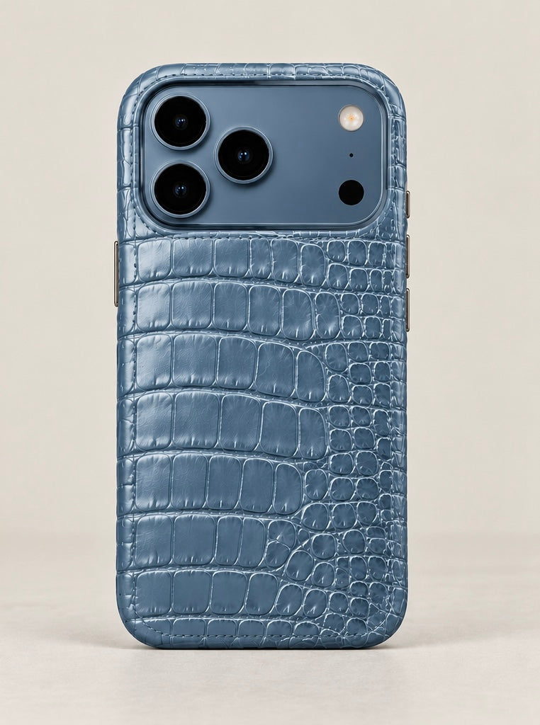 ONLI Blue Crocodile Leather iPhone Case