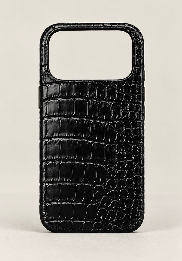ONLI Black Crocodile Leather iPhone Case