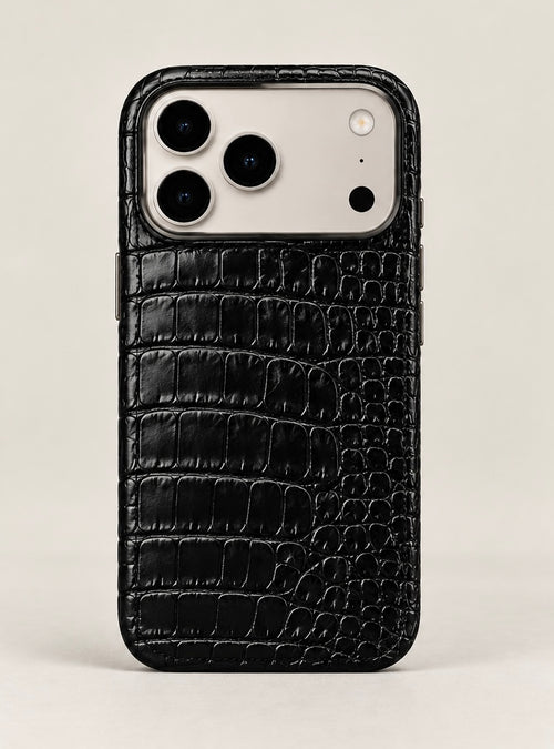 ONLI Black Crocodile Leather iPhone Case
