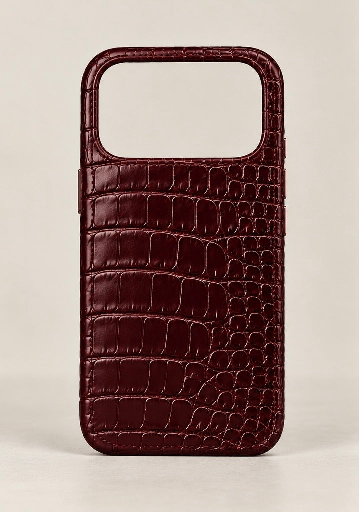 ONLI Burgundy Crocodile Leather iPhone Case