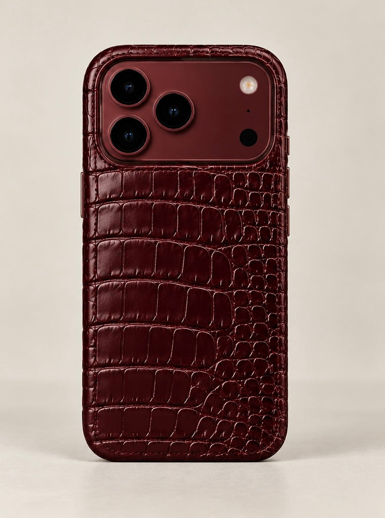 ONLI Burgundy Crocodile Leather iPhone Case