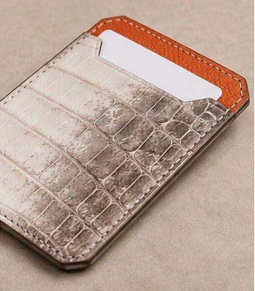 ONLI Himalayan Crocodile & Orange Leather Cardholder