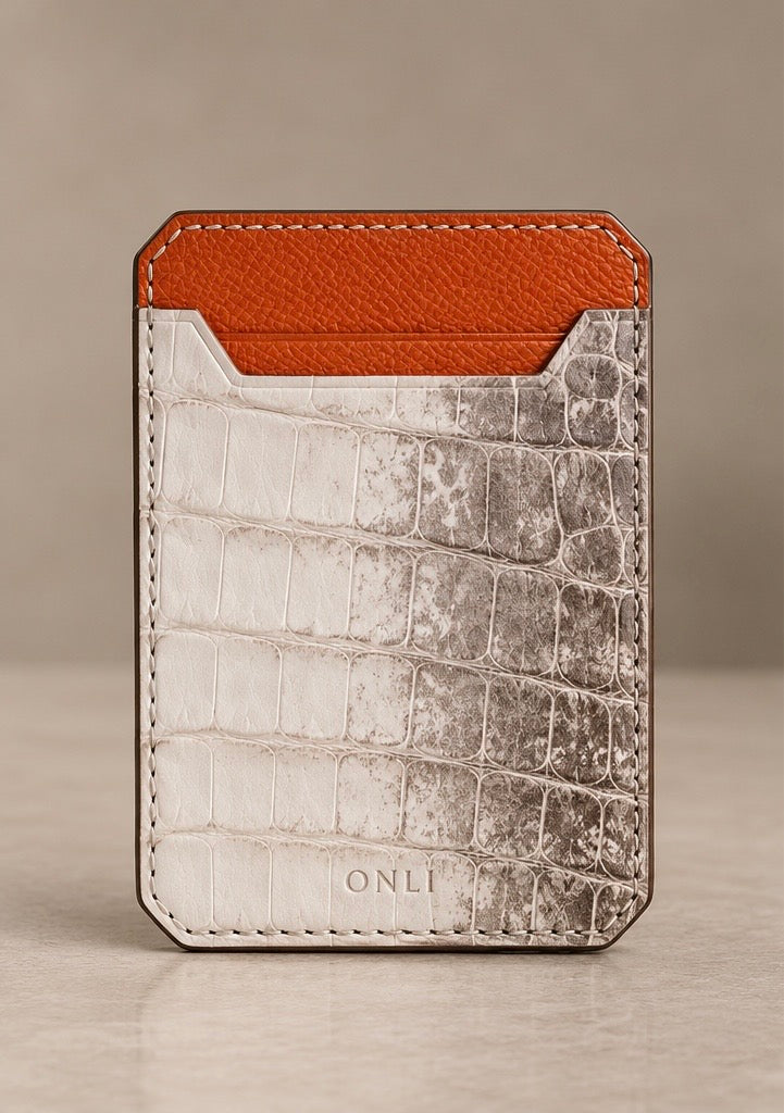 ONLI Himalayan Crocodile & Orange Leather Cardholder