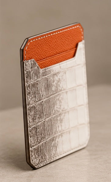 ONLI Himalayan Crocodile & Orange Leather Cardholder
